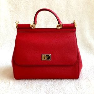 DOLCE & GABBANA D&G Red Medium Sicily Shoulder Bag
